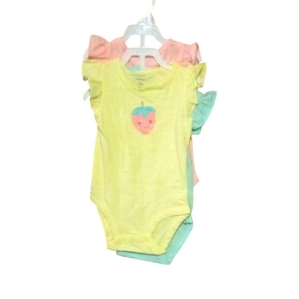 Size 9M baby girls Carter's three piece onesie bundle